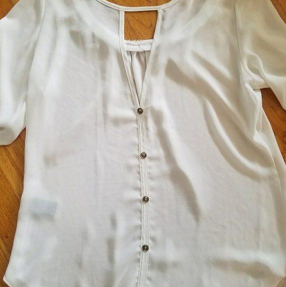 White top with gold beading around neck - Picture 2 of 2